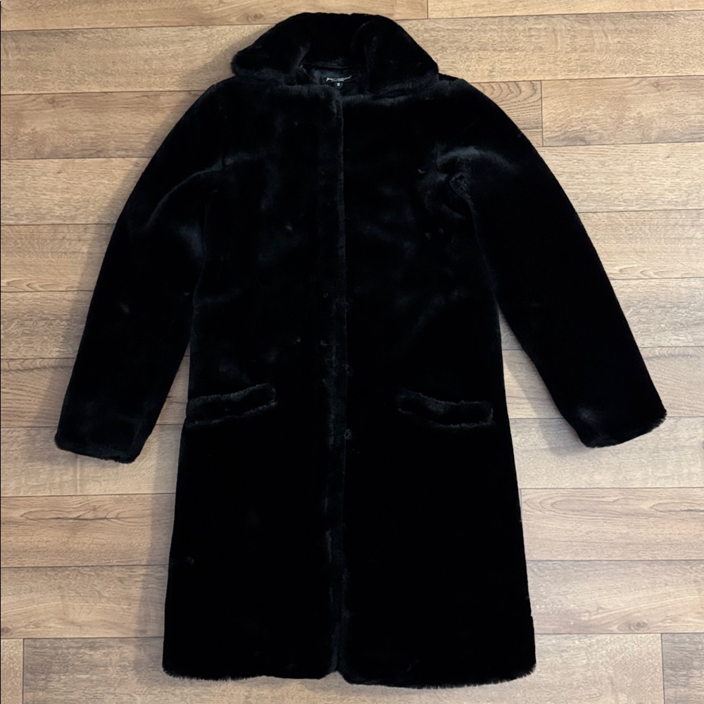 Betsey Johnson New York Size Small Vintage Knee Length Faux Fur Coat Rare HTF